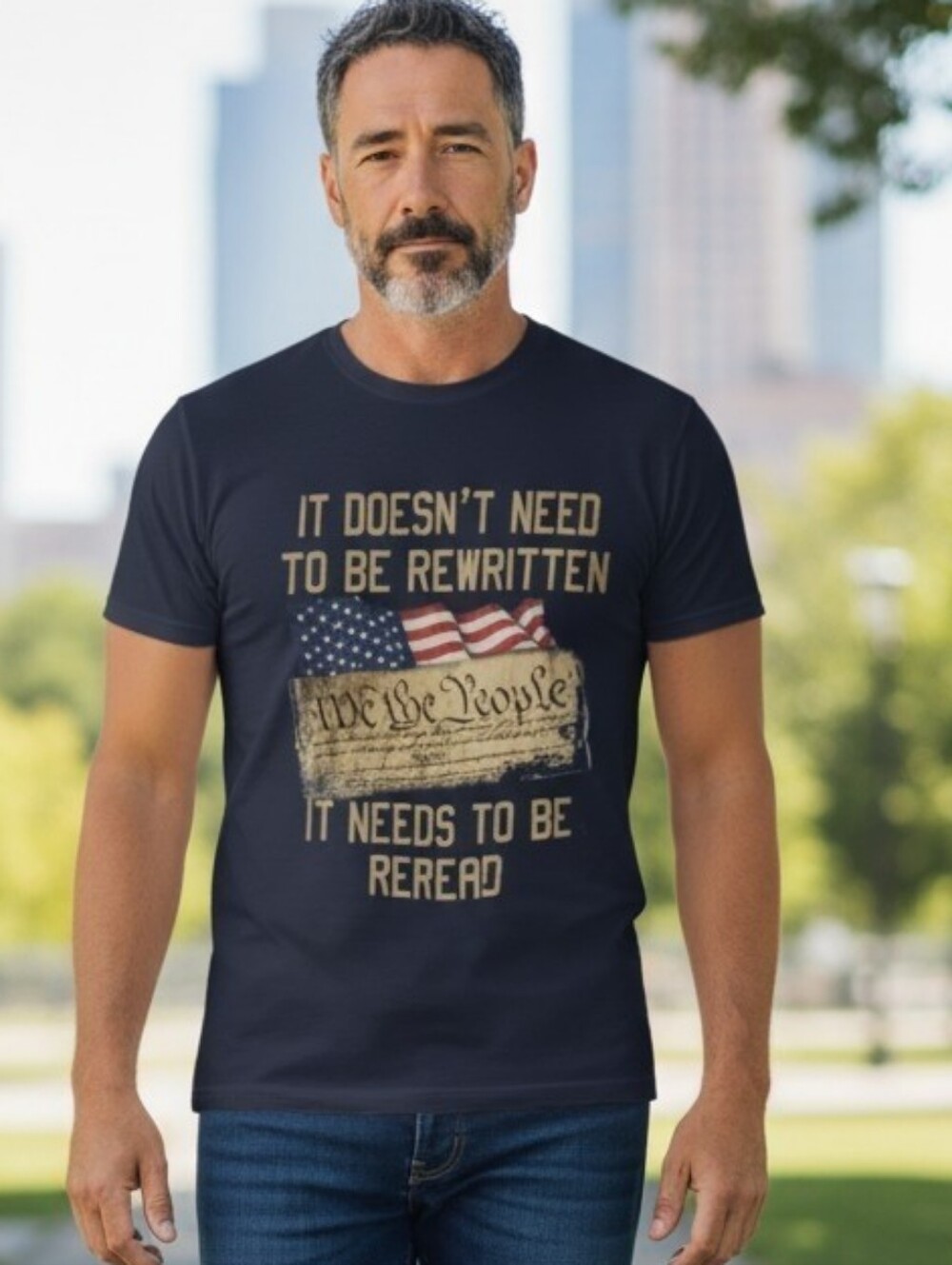 DELTA MENS Navy Blue Graphic Tee